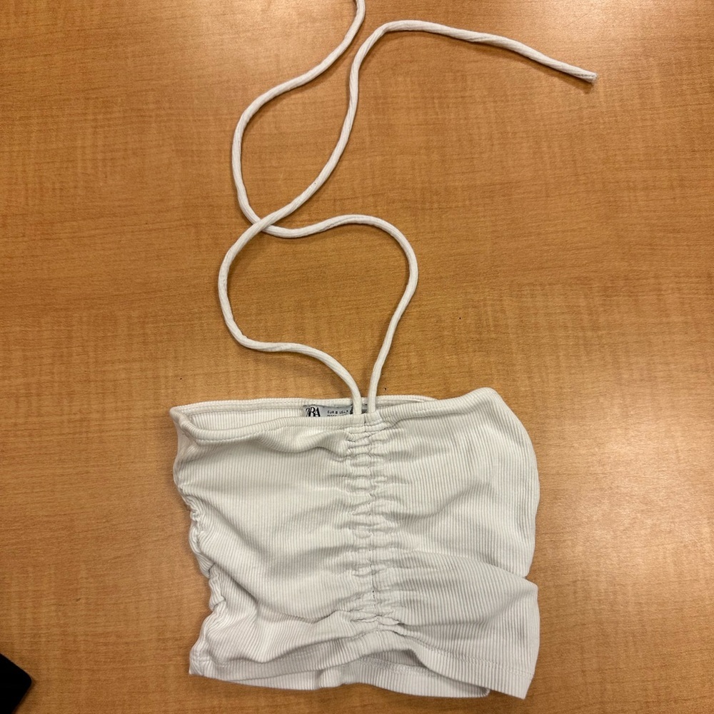 White Ruched Tube Top